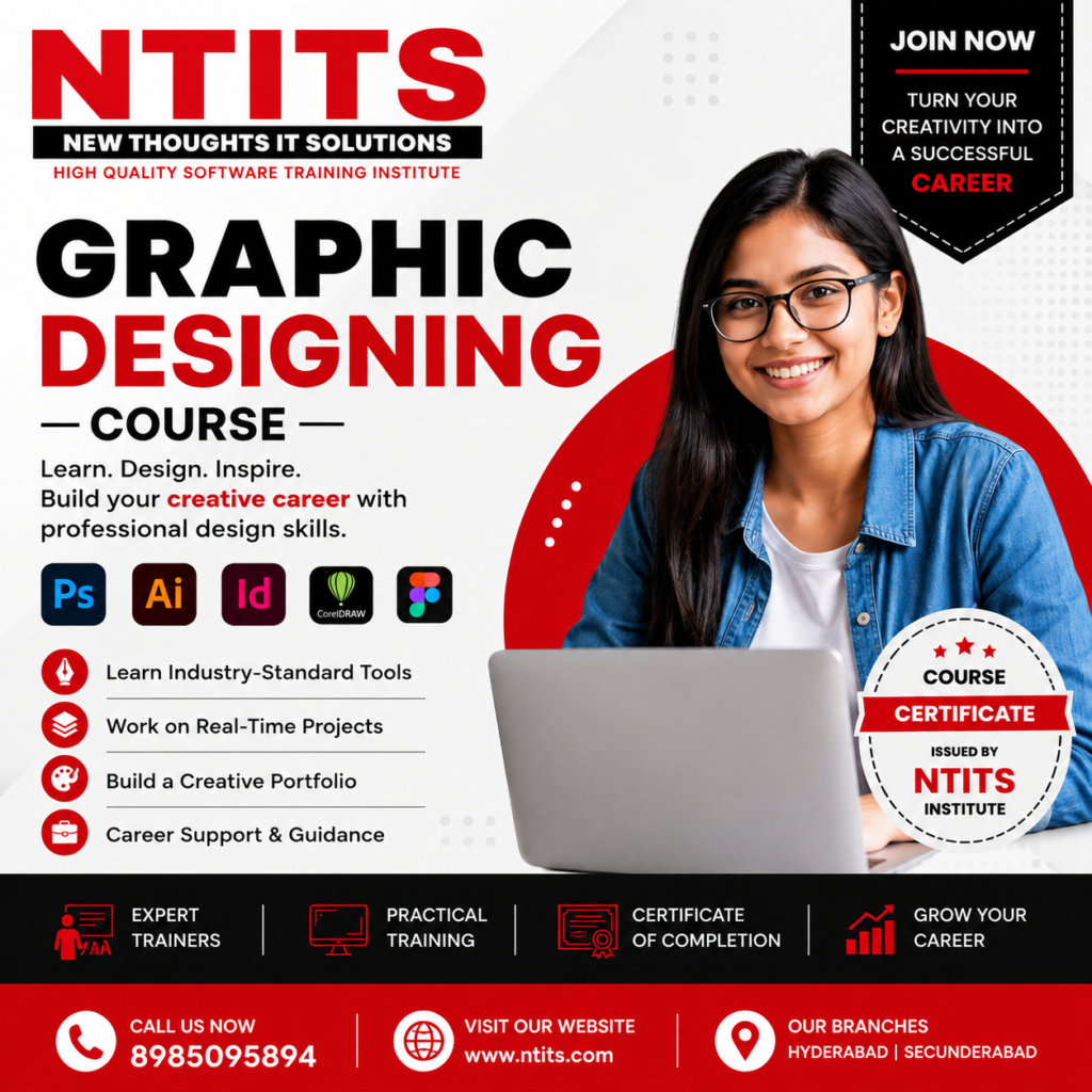 Graphic Designing Course at NTITS Institute with professional training, practical projects, portfolio development, and course certification
