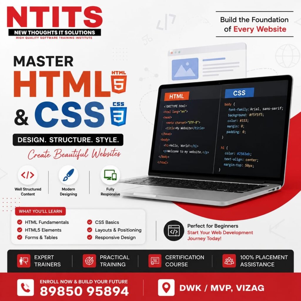 Learn best HTML & CSS Course Training in ntits institute