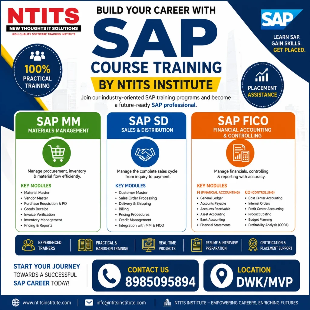 SAP FICO MM SD Course in Vizag at NTITS Institute